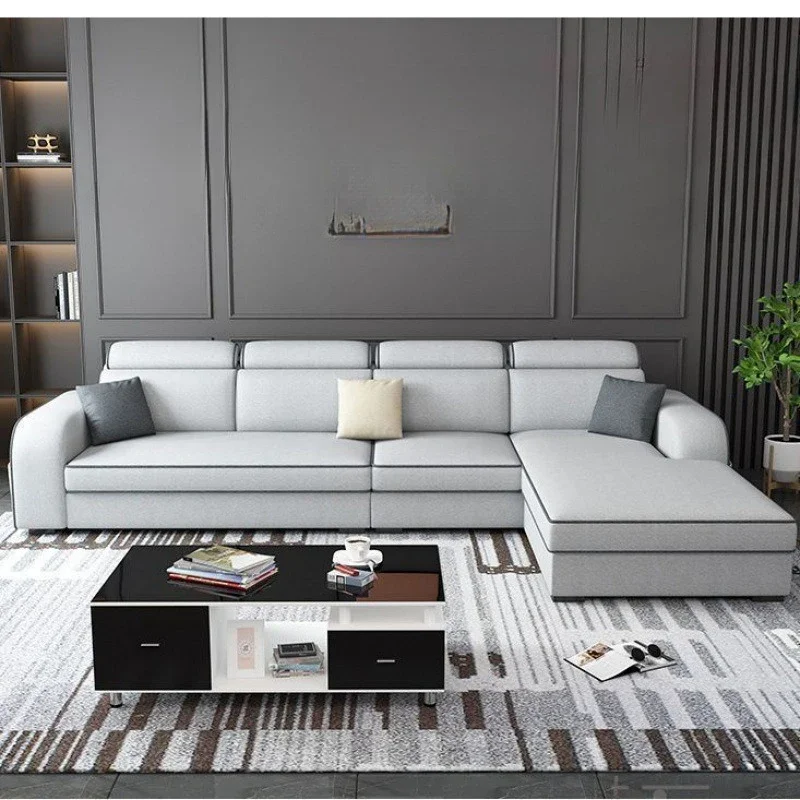 أريكة قماش جديدة، تكنولوجيا، شقة بسيطة وكبيرة وصغيرة، قابلة للطي على شكل حرف L، مجموعة غرفة المعيشة، فن القماش #1