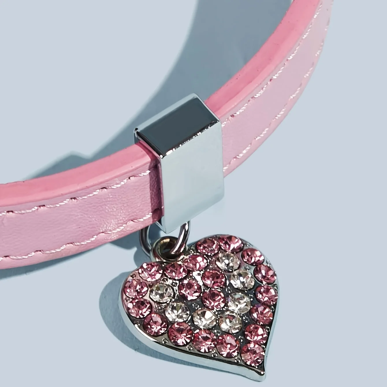 1pc cute Rhinestone Heart Leather Pet Collar for Dogs and Cats Stylish and Durable