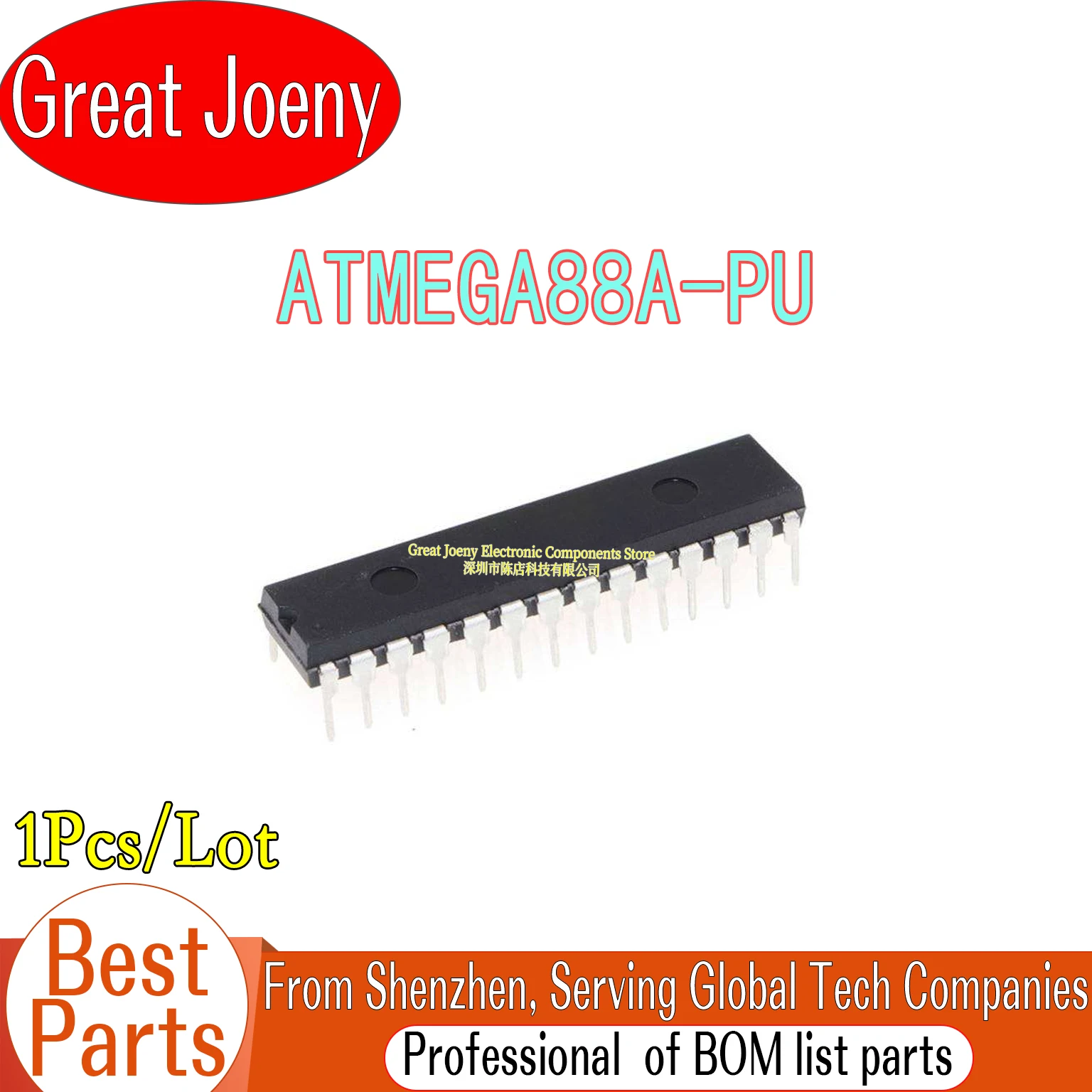 

100% New Original ATMEGA88A-PU ATMEGA88A IC MCU 8BIT 8KB FLASH Chipset DIP-28