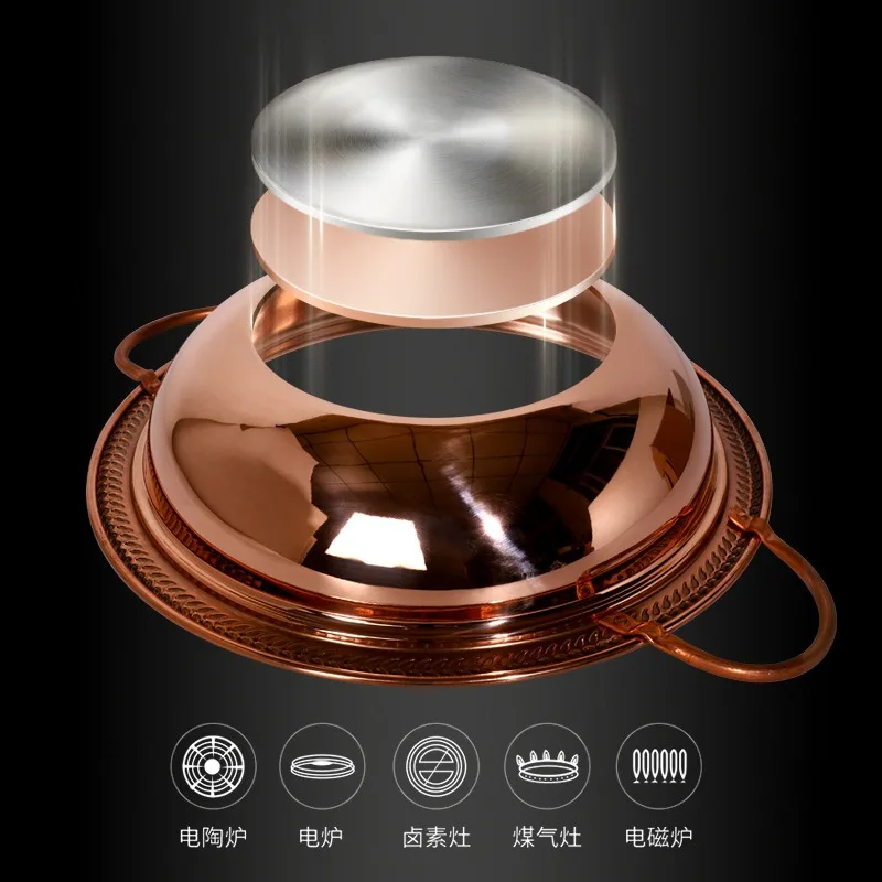 Thickened Copper Hot Pot Double‑Ear For Gas Induction Cooker Home Commercial Use