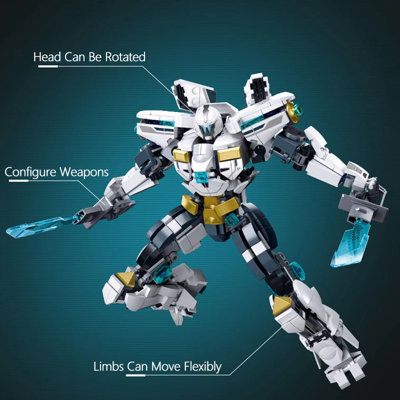 561pcs Sluban White Guardian Robot Warrior Building Blocks Toys, Mech Assembling Educational Toys,Gifts For Kids (No Box)