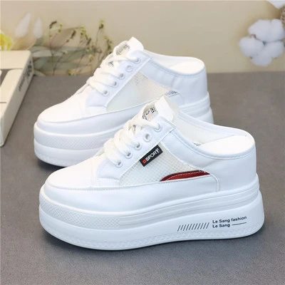 New Women Sneakers Slippers Breathable Mesh Casual Mules Shoes Female Fashion Sneaker Lace Up Leisure Women Vulcanize Slides AliExpress