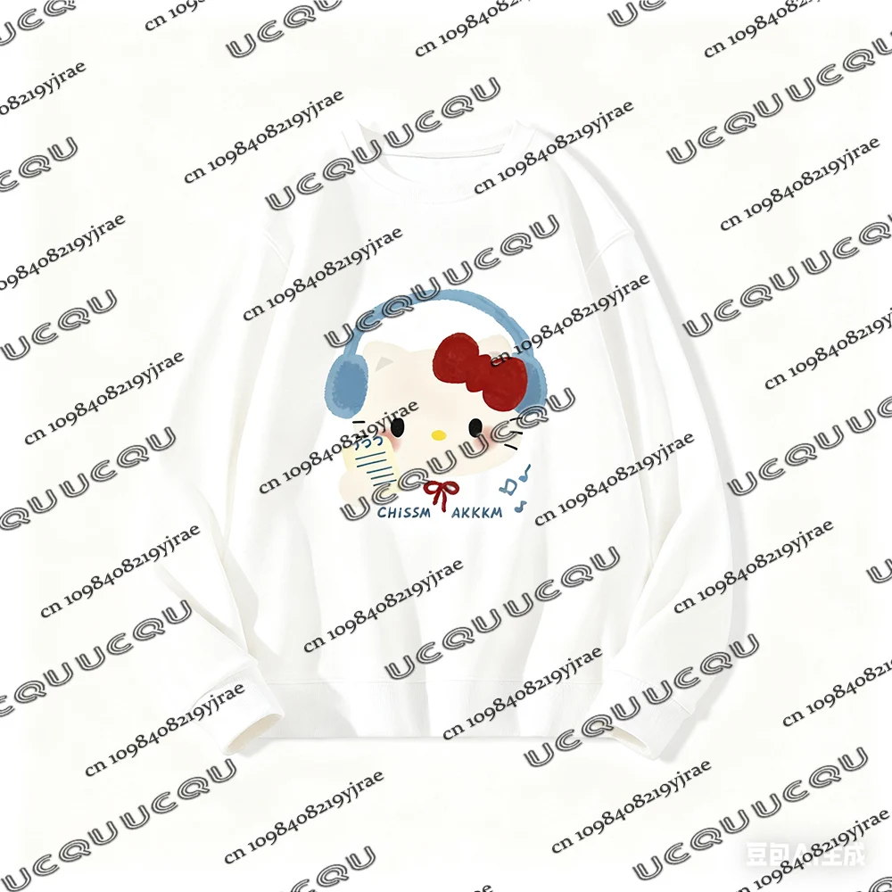 เสื้อฮู้ดลายเฮลโลคิตตี้ สไตล์อเมริกันวินเทจ เสื้อการ์ตูนผู้หญิง แฟชั่นยอดนิยม ไซส์พลัส สไตล์ลำลอง ฮาราจูกุ เสื้อแขนยาว สไตล์วายทูเค