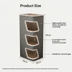 Árbol rascador multi-nivel para gatos cerrada: poste y cueva cálida