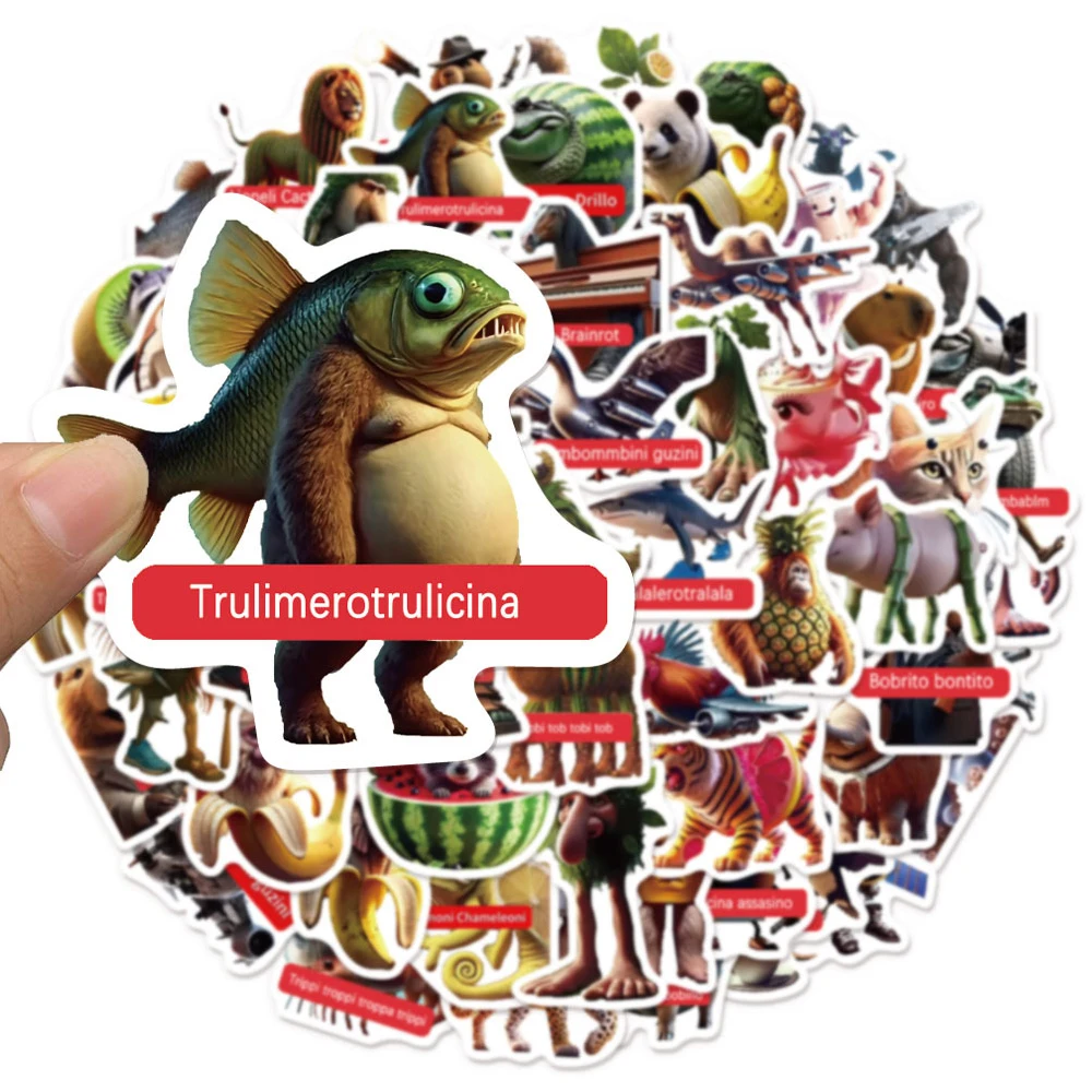 10/30/60pcs Tung Tung Tung Sahur Italian Brainrot Stickers AI Abstrac Decals Laptop Phone Car Bike Skateboard Decoration Sticker