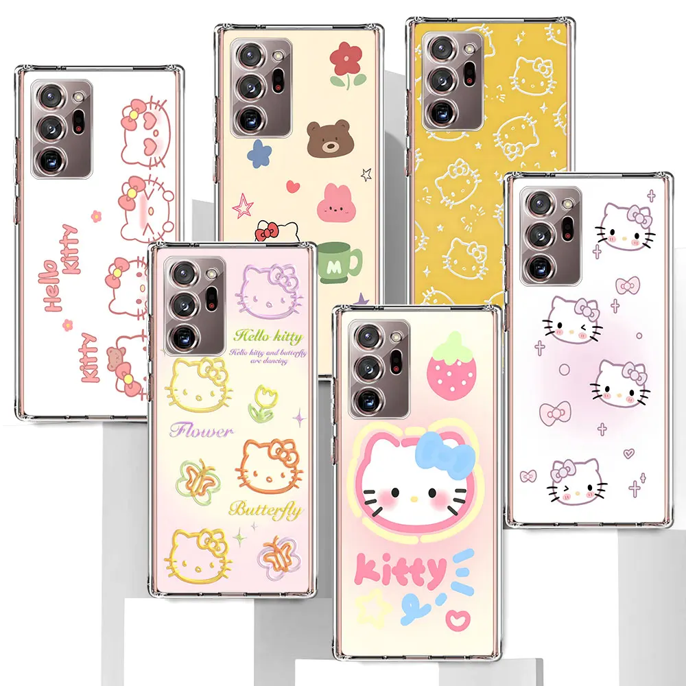 Hello Kitty Lovely Case for Samsung Galaxy Note 20 Ultra 5G 10 Plus 8 9 TPU Transparent Phone Cover 10 Lite M52 J4 J6 2018 Coque