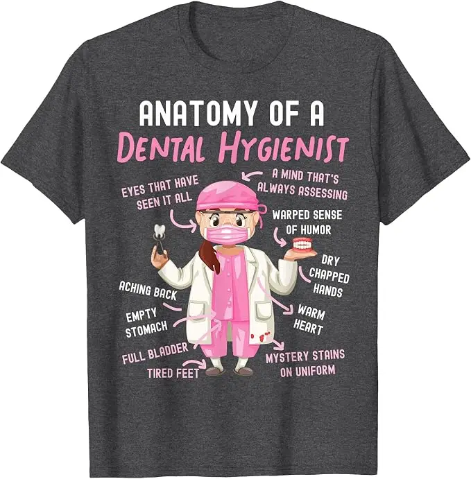 Dentalhygieniker Anatomie T-Shirt Y2k Lustiges Zahnarzt HS0 Grafik Spruch T-Shirt Humor Zahnärzte Personalisierte Weiche Baumwollkleidung – Detail 7