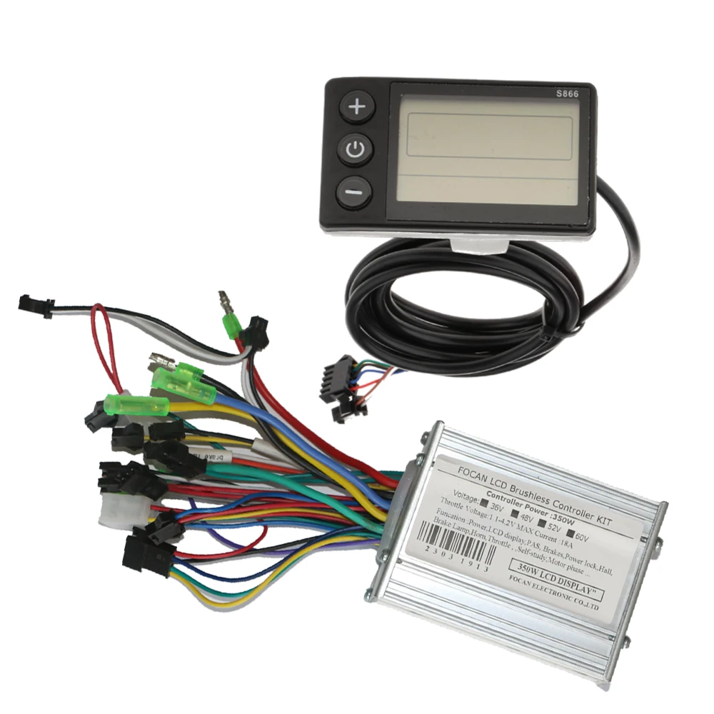 

24V 36V 48V 52V 60V 350W 18A S866 Electric Bike Controller Scooter Brushless with LCD Display Panel for E-scooter Kick Bicycle
