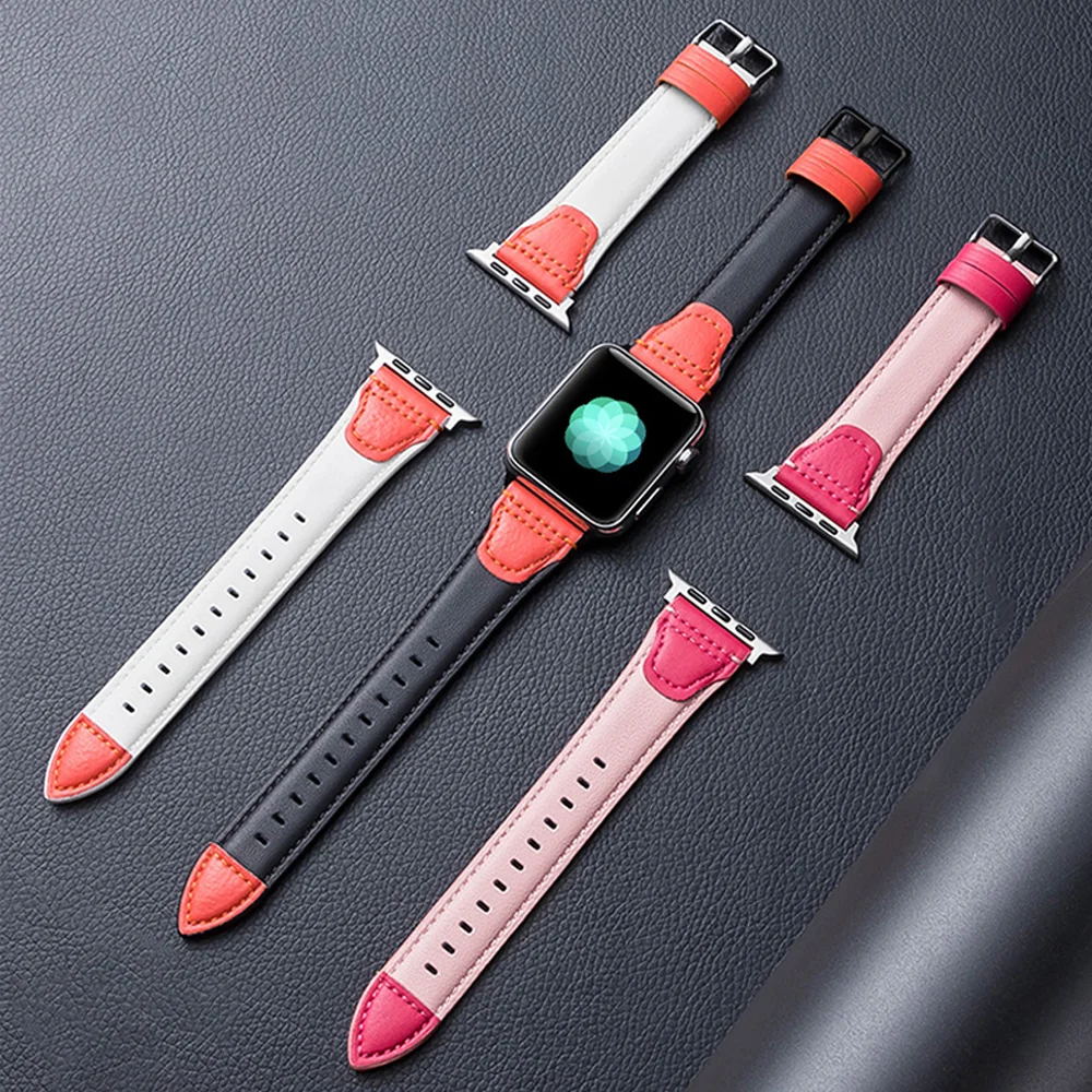 Leather Strap for apple watch band 44mm 42mm iwatch band 38mm 40mm watchband correa bracelet apple watch series 6 5 4 3 se belt