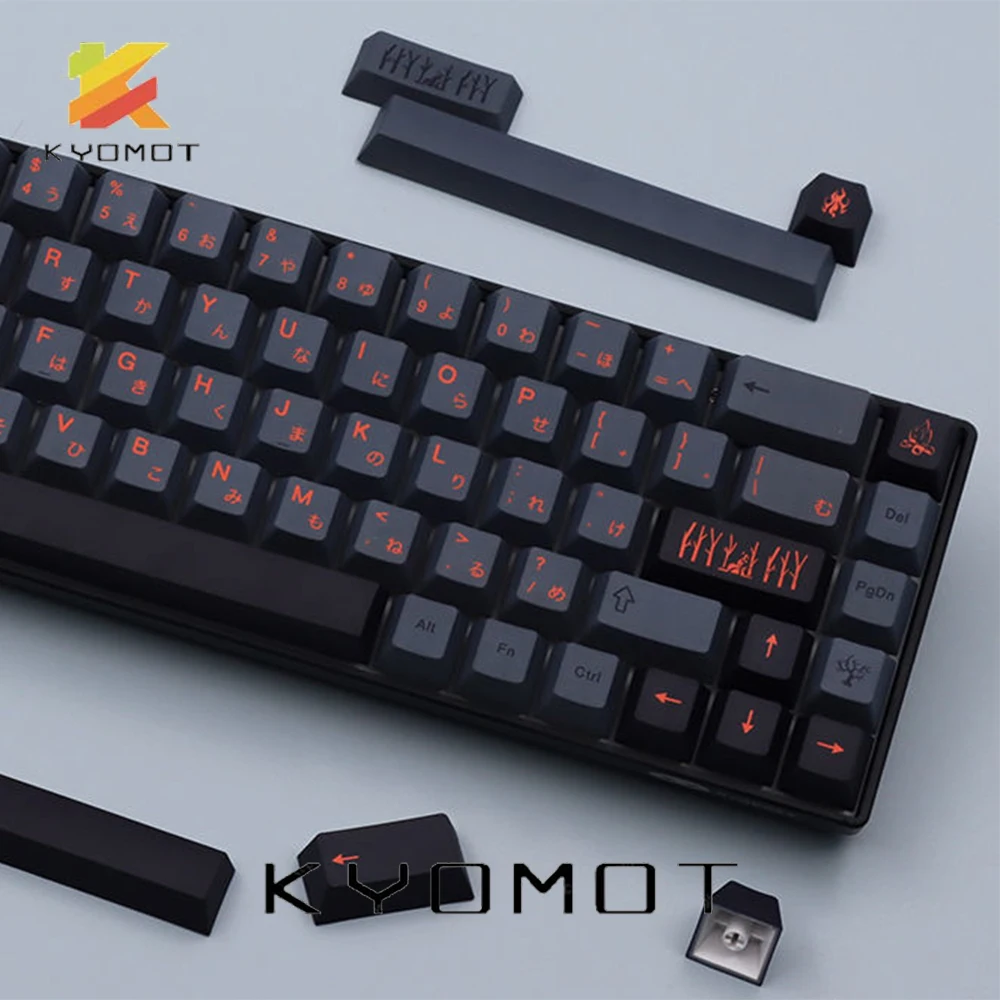 Kyomot 139 teclas gmk cinza chama keycaps pbt corante sub cereja perfil para mx interruptor diy teclado mecânico 61/64/68/87/96/104/108