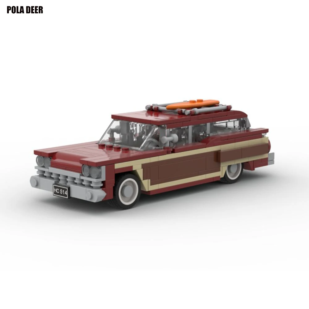 Poladeer 357 Pcs Country Squire Retro Sports Car Creative Design Assembly Building Block Model Boy Toy Birthday Holiday Gift