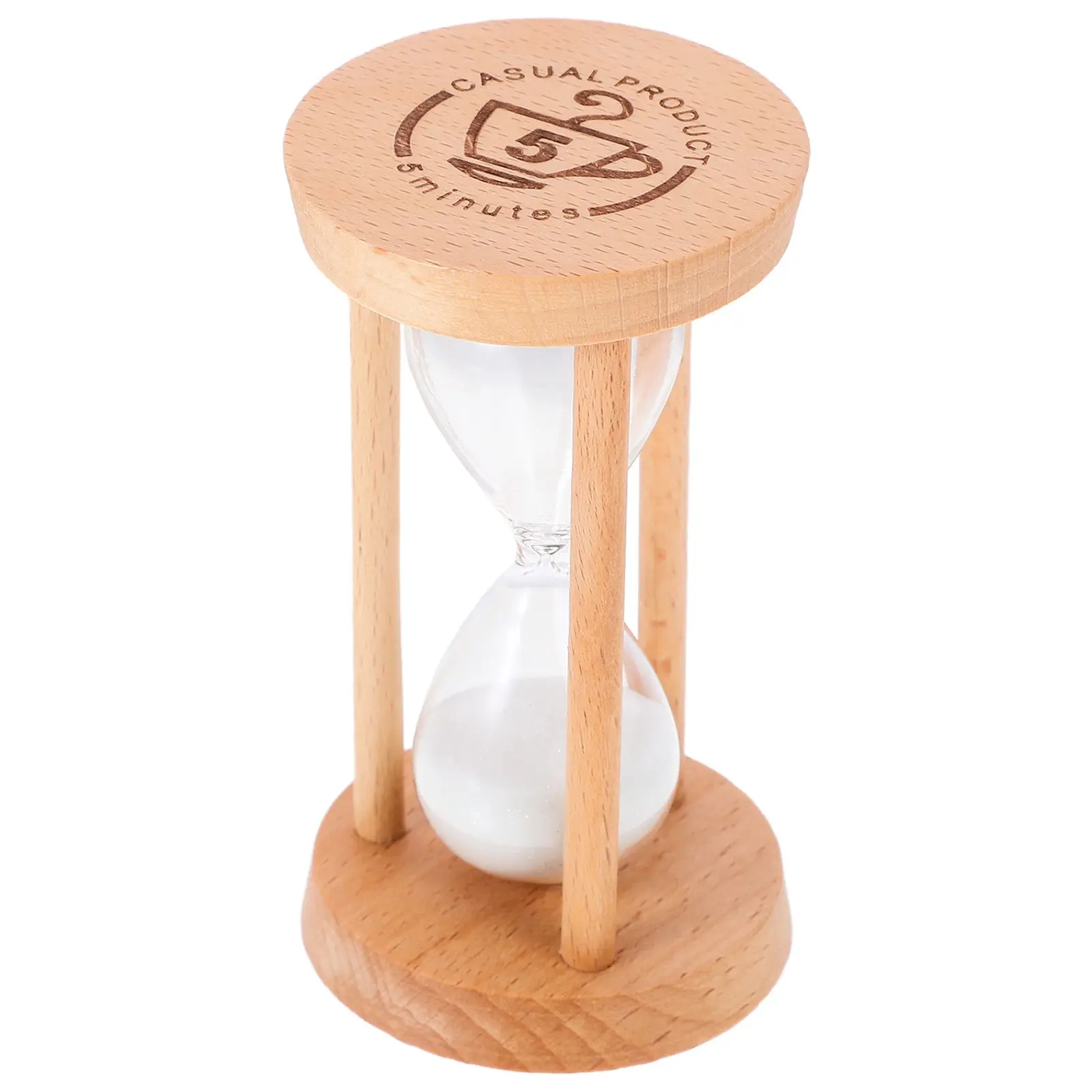 

Wood Glass Timer 5 Minutes Compact Light Stable Desk Home Creative Sand Timer Decor Gift Kitchen Study