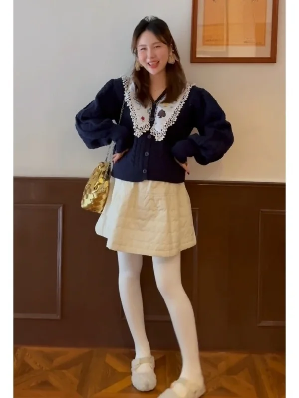 

Свободный вязаный свитер с цветовыми блоками, зимний модный женский топ, удобная повседневная рубашка средней длины с длинным рукавом