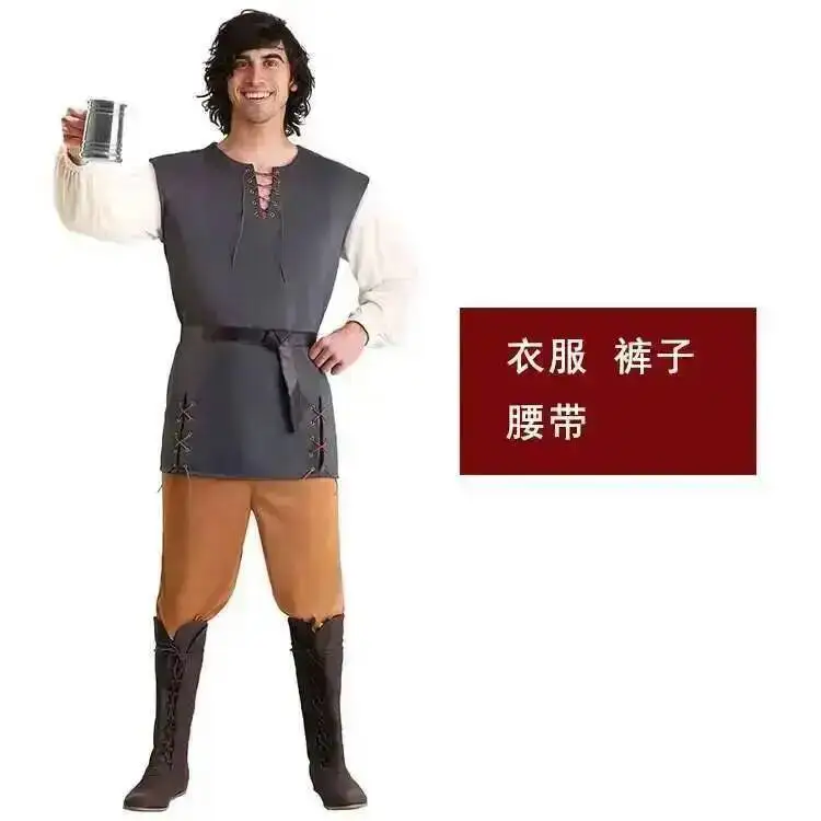 Disfraz de Renacentista Medieval para Adultos, para Espectáculos de Halloween, Personaje de Corte, Trabajador, Sirviente, Cazador Civil, para Hombres