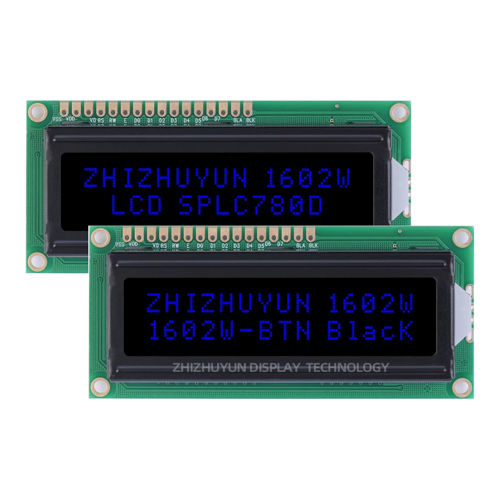 Factory Direct Supply 1602W Character Dot Matrix LCD Screen BTN Black Film White Text 64.5*16MM Large Window