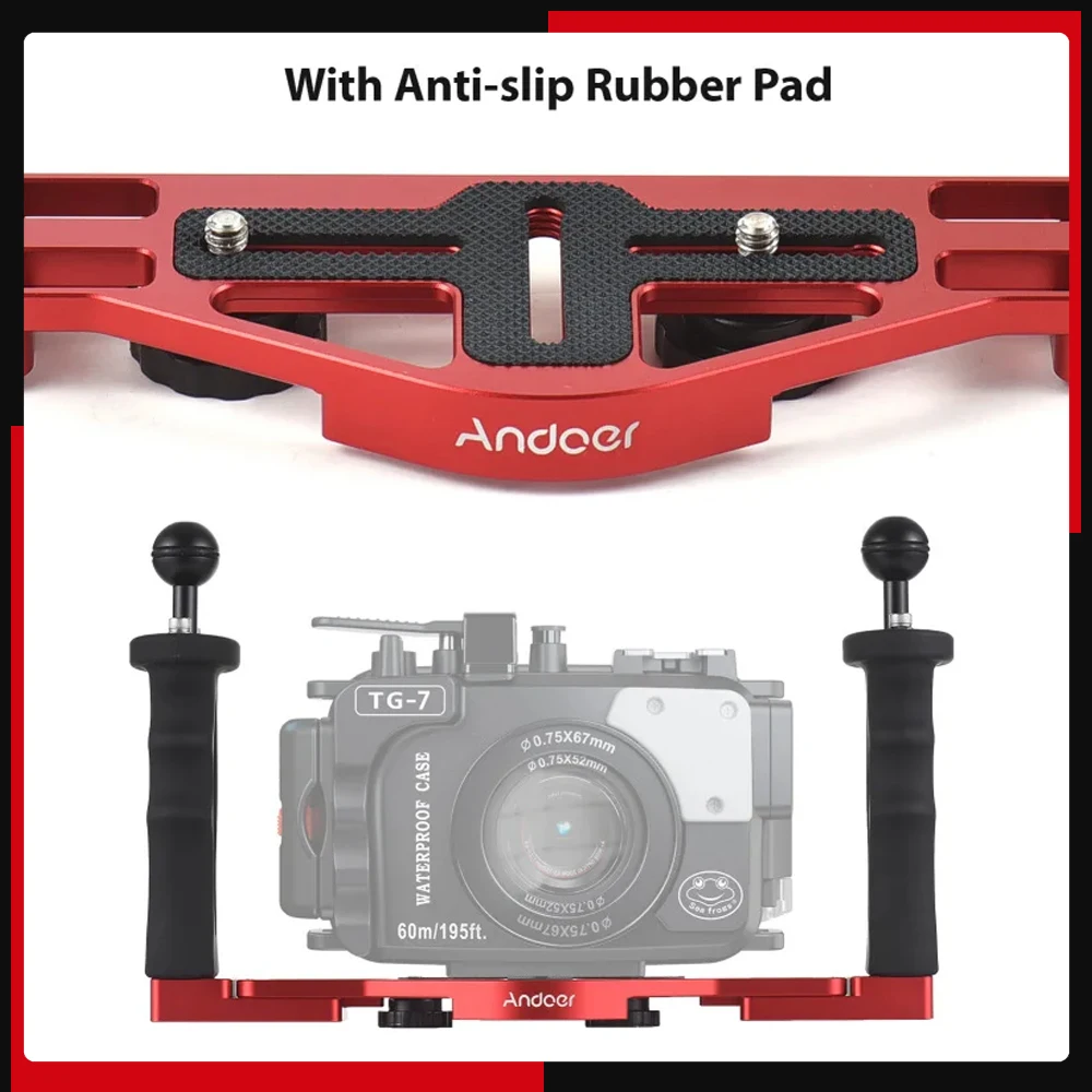

Andoer камера с двойной ручкой, установка для дайвинга, подводный стабилизатор, корпус для камеры, кронштейн для дайвинга для камеры GoPro Canon Sony Nikon DSLR
