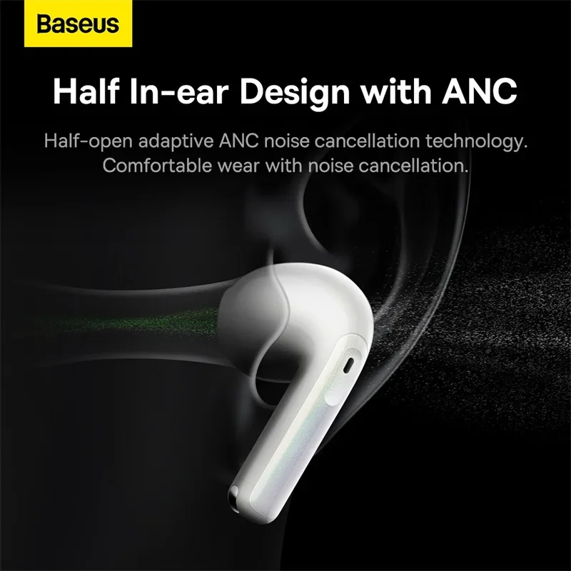 Imagem -02 - Baseus-storm Wireless Headphones Bluetooth 5.2 Earphones Cancelamento de Ruído Adaptativo Hifi Earbuds Fone Headsets Gamer Pro 6mic