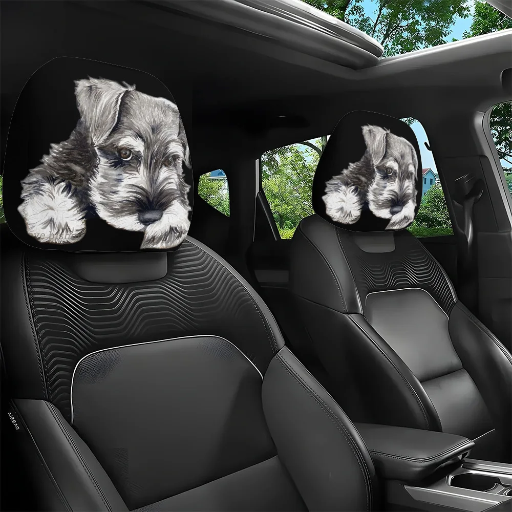 2pcs Print Car Headrest Covers for Couples Road Trips Highway Travel Adds Unique and Trendy Interior Decor To Enhances Driving