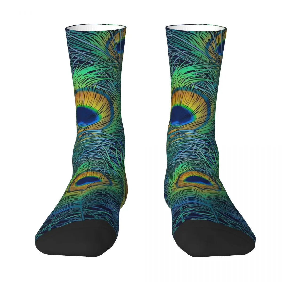 Calcetines coloridos con estampado de pavo real, medias de otoño, calcetines de alta calidad para parejas a la moda, calcetines antideslizantes de diseño para escalar