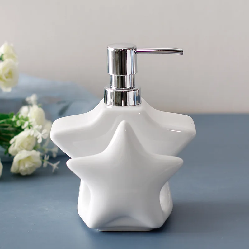 

Ceramic lotion multifunctional detergent separate bottle hand sanitizer bottle with sponge base bath bottle cup ，dispenser