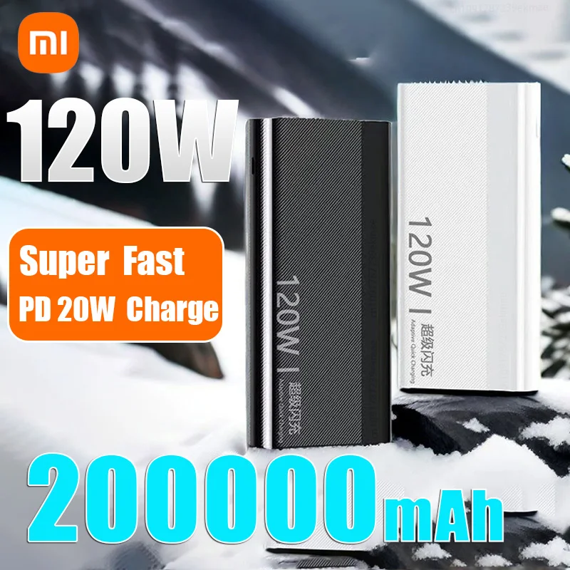 Xiaomi 200000mAh Power Bank 120W Super Fast Charge Digital Display Rechargeable Battery Charger Cases For iPhone Huawei Samsung