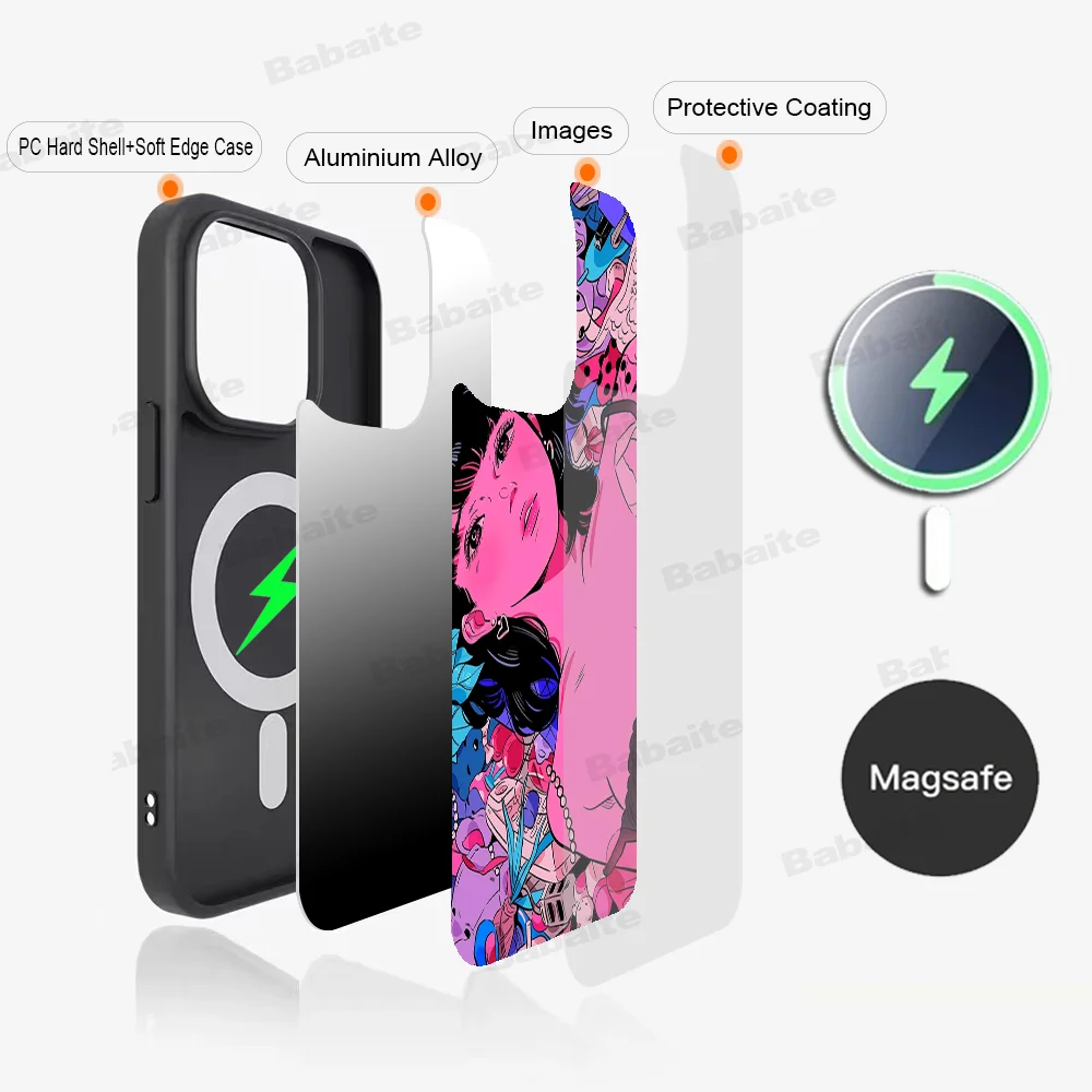 P-Perfect B-Blue Phone Case Magnetic Case For iPhone 16 14 13 12 11 15 Pro Max Plus For Magsafe Wireless Charge Cover