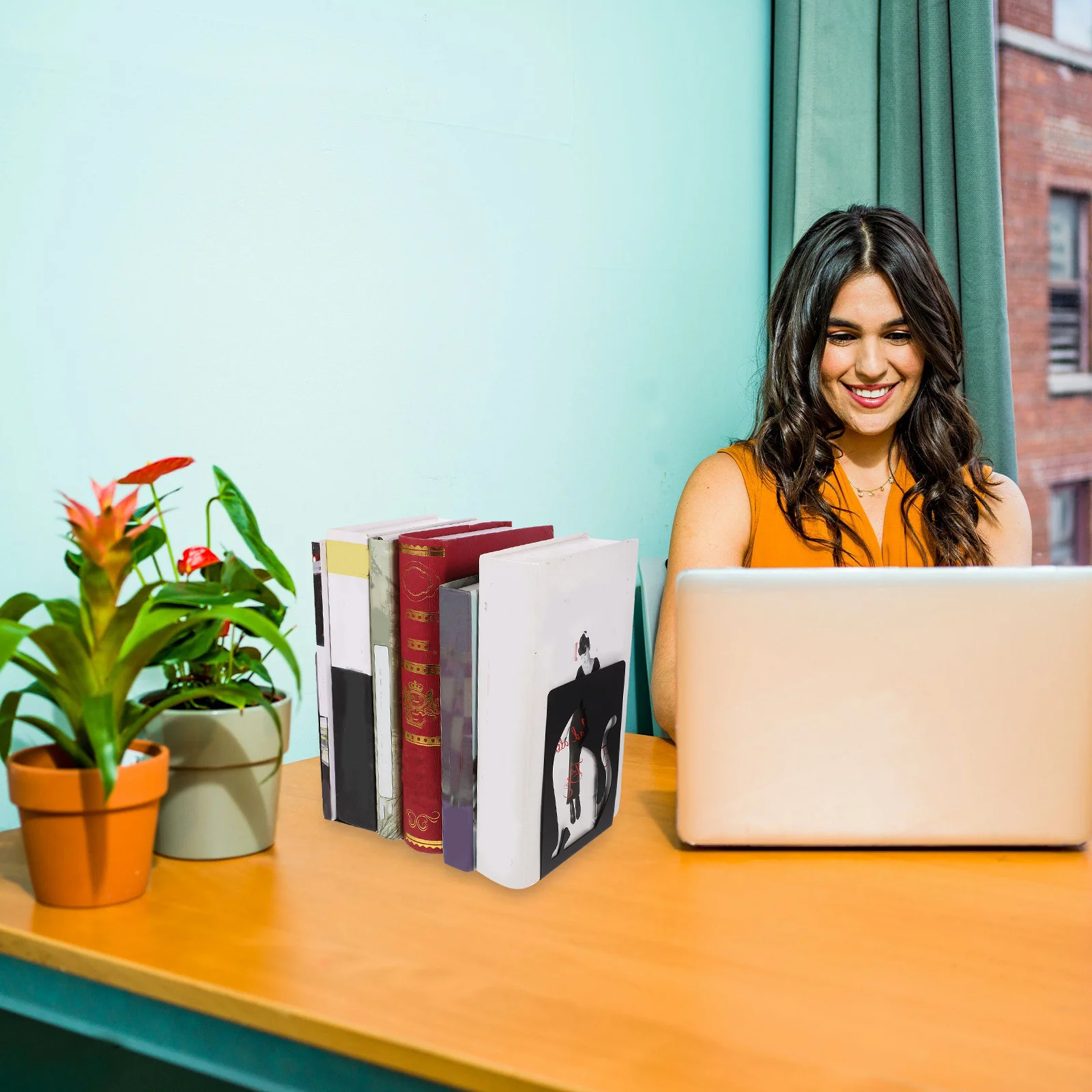 2 قطعة تصميم القط المعدني الدفتين فريدة من نوعها مجوفة خارج نمط التهوية الحيوان الدفتين المعدنية كتاب ينتهي كتاب ينتهي