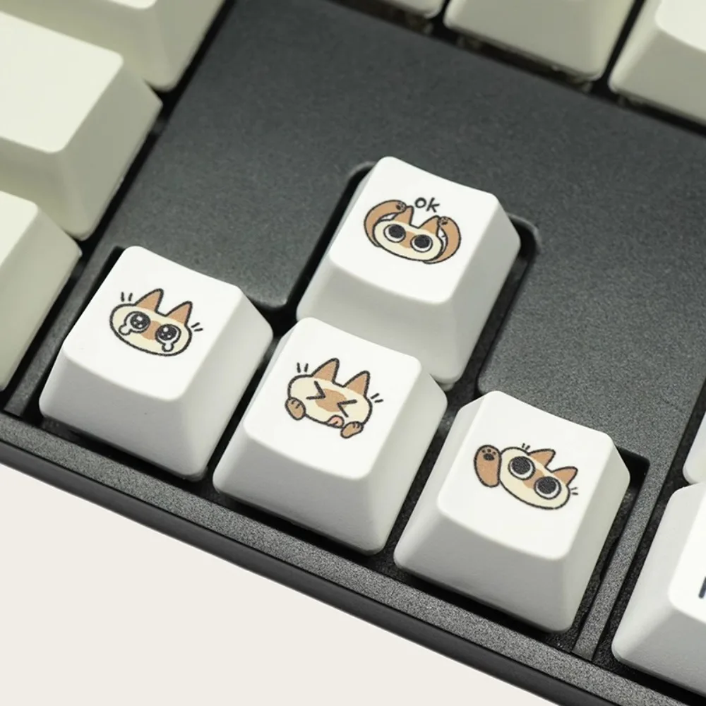 Cute Cartoon Cat Keycaps OEM R4 Height Dye-Sublimated PBT Keycap For Mechanical Keyboard Girls Gift Personality Decoration