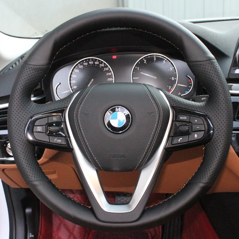 Hand Sewing Braid Car Steering Wheel Cover for BMW 3 5 Series 325i 325li 330i 525i 525li 530li Genuine Leather Car Accessories