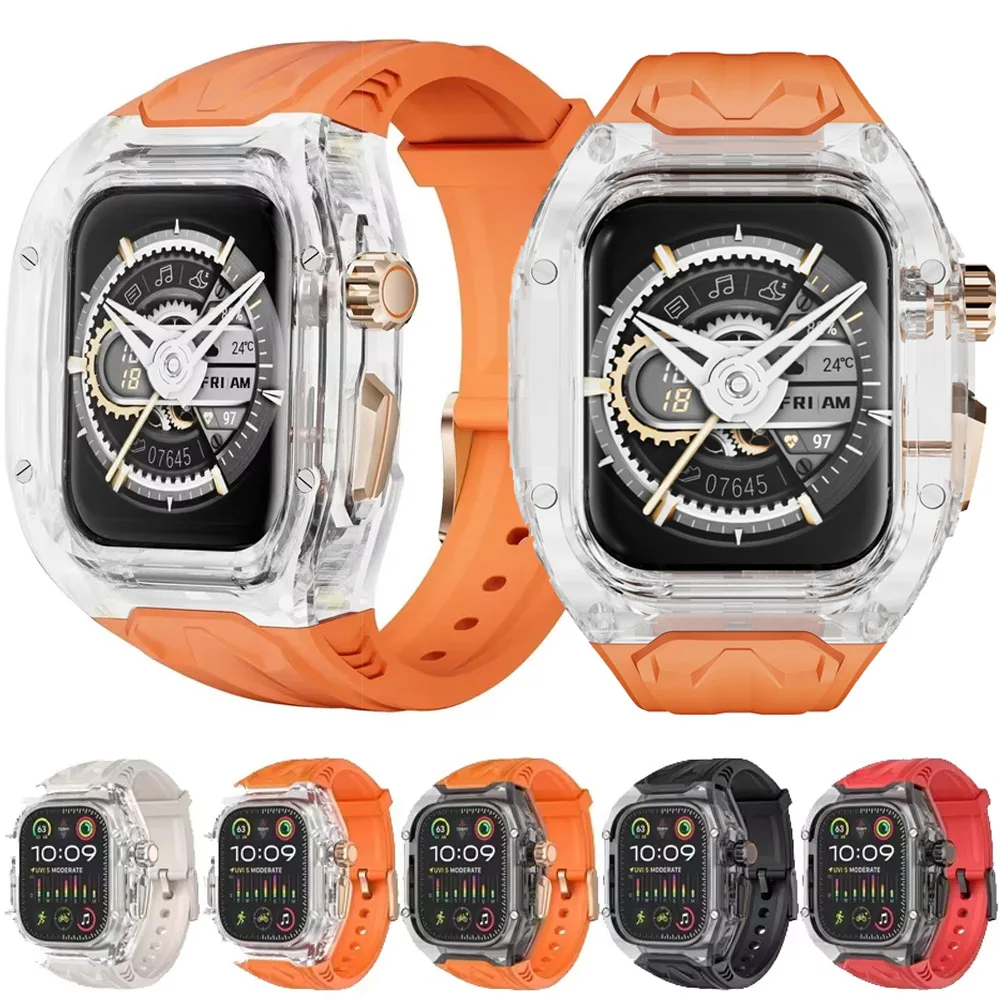 مناسبة لسلسلة ساعات أبل 10 9 8 7 6 5 4 40 مللي متر 41 44 مللي متر 45 مللي متر 49 مللي متر 46 مللي متر حزام معدل حافظة شفافة + حزام من البولي يوريثان المتكامل #1