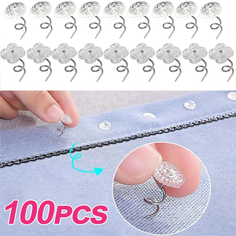 Twist Pins Upholstery Clear Heads Slip Cover Fasteners Headliner Fixing Pins for Sofa Car Van Home Furniture Hold Bed Skirt