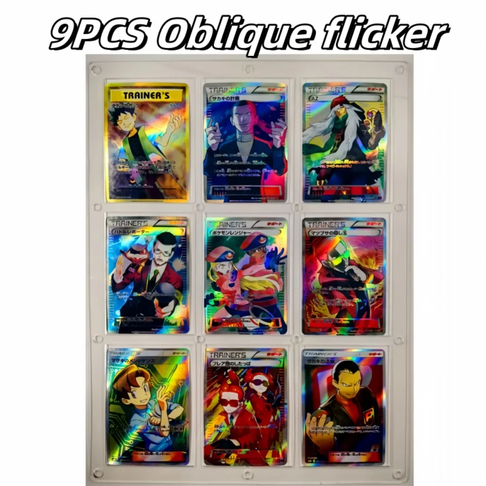 Japonés DIY PTCG Pokémon Trainer Giovanni 16th 9 unids/set Flash refractivo Anime periférico juego colección tarjeta regalo de vacaciones