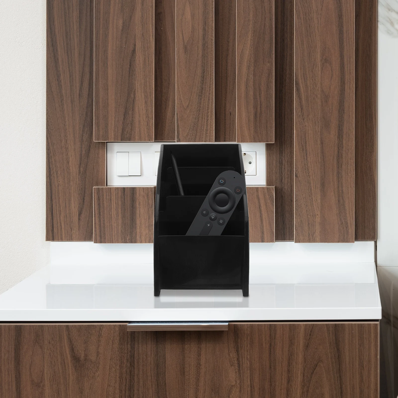 

Sturdy Plastic Desktop Storage Case Phone Holder Remote Control Organizer Box Modern Design Space Saving For Home Office
