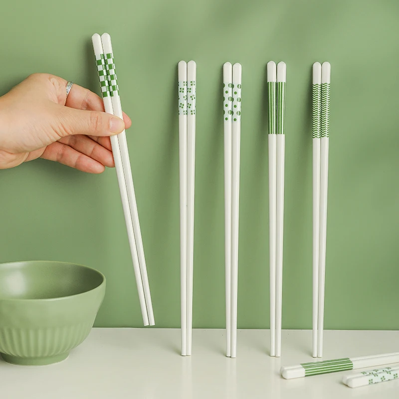 Ins Wind Chopstick High Appearance Level Non-slip and Mould Resistant Household Ceramic Single Kuaiko Special Tableware New Set