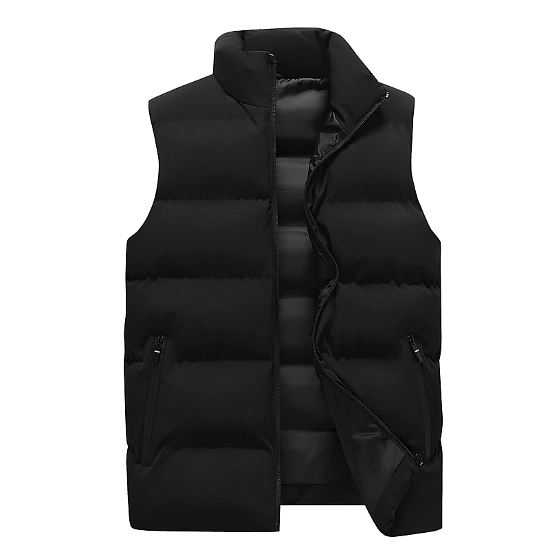 Chaleco cálido para hombre chaqueta sin mangas abrigo impermeable con cremallera cuello levantado, informal ropa de marca 2024