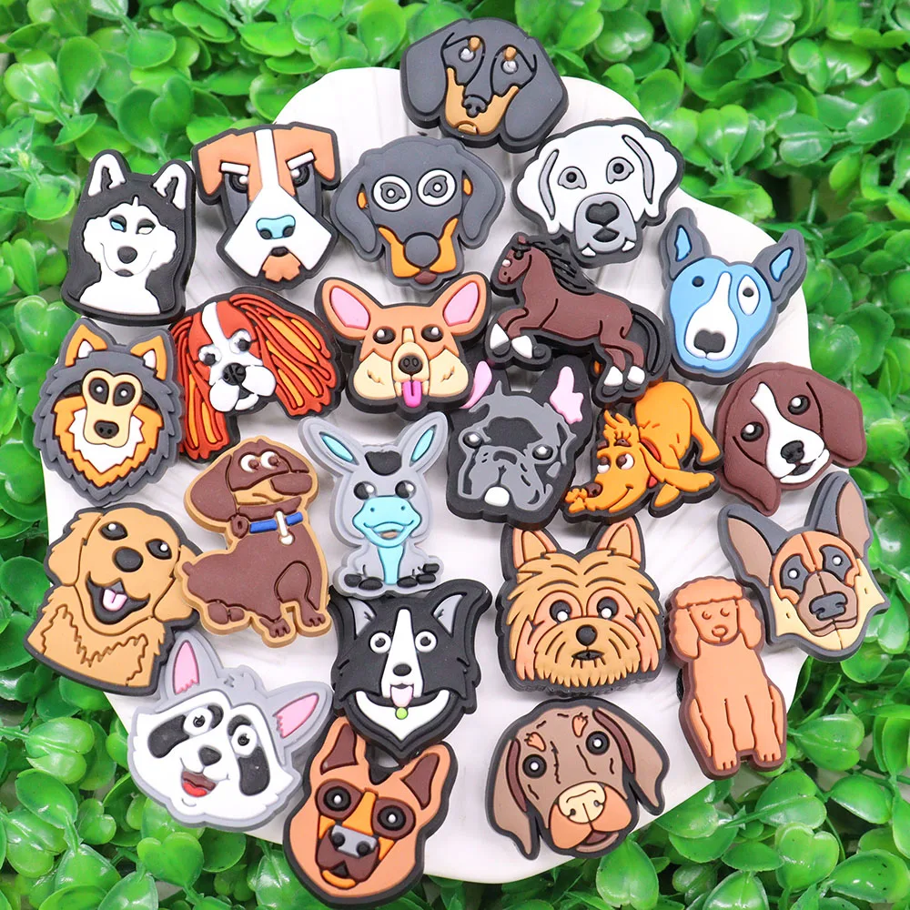 Nuovo arrivo 1 pz PVC simpatico cartone animato ciondoli per scarpe Fit braccialetti Kawaii animale cane asino foro pantofola decorazione accessori per scarpe