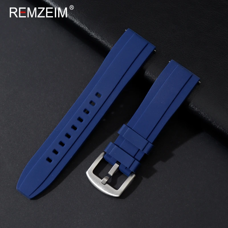 Silicone Rubber Watchband 20mm 22mm Women Men Watch Band Strap Quick Release Waterproof Sports Watch Belt Silver Buckle