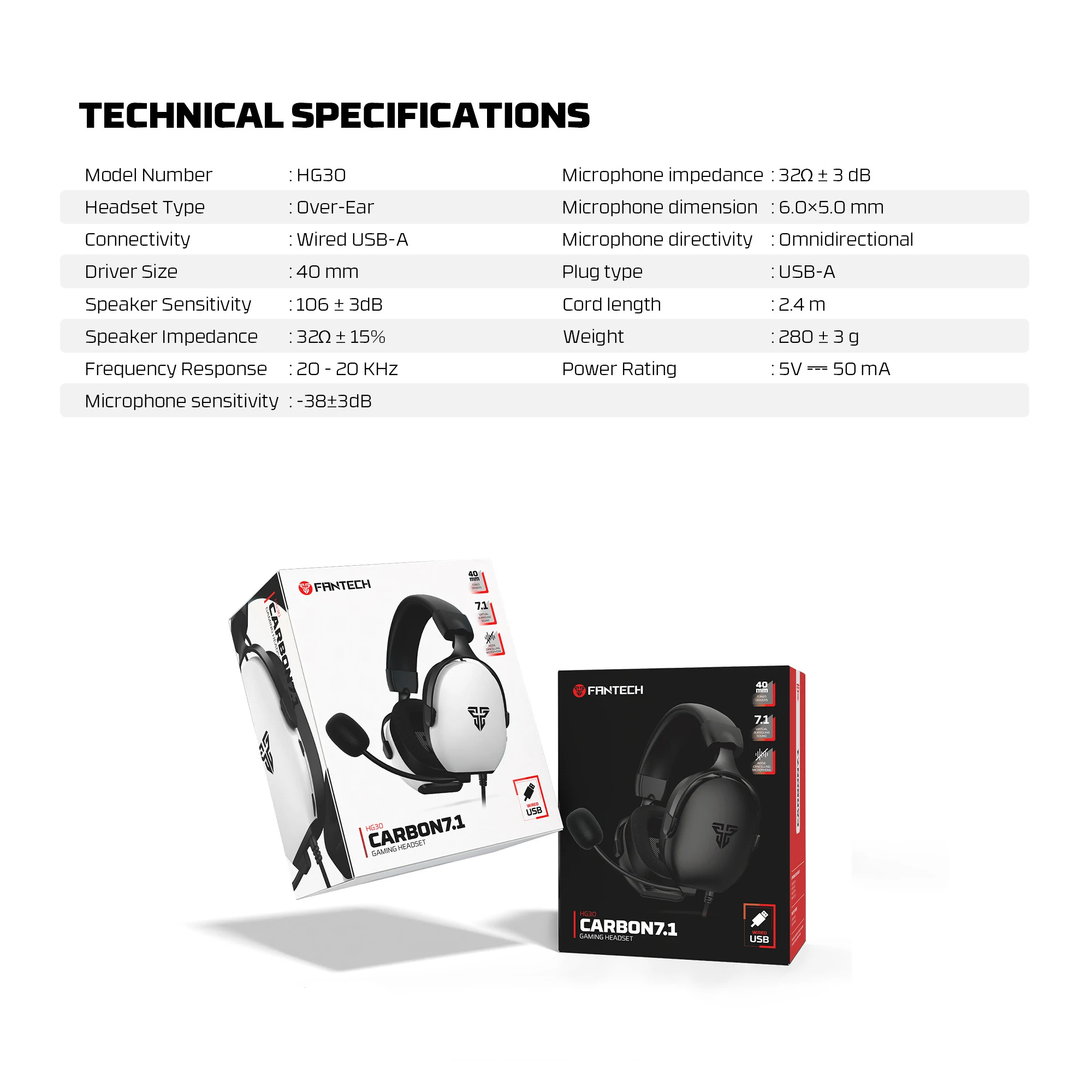 FANTECH HG30 CARBON7.1 سماعة رأس سلكية 40 مللي متر سائق كبير دعوة تقنية الحد من الضوضاء سماعة رأس ماكرو للكمبيوتر PS4 PS5 NS