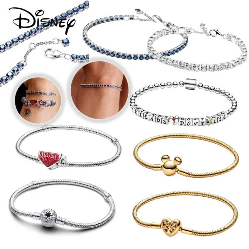 2024 New Disney Stranger Things ,North Star Clasp Snake Chain Bracelet，Fits The Original Pandora DIY Holiday Gifts For Women