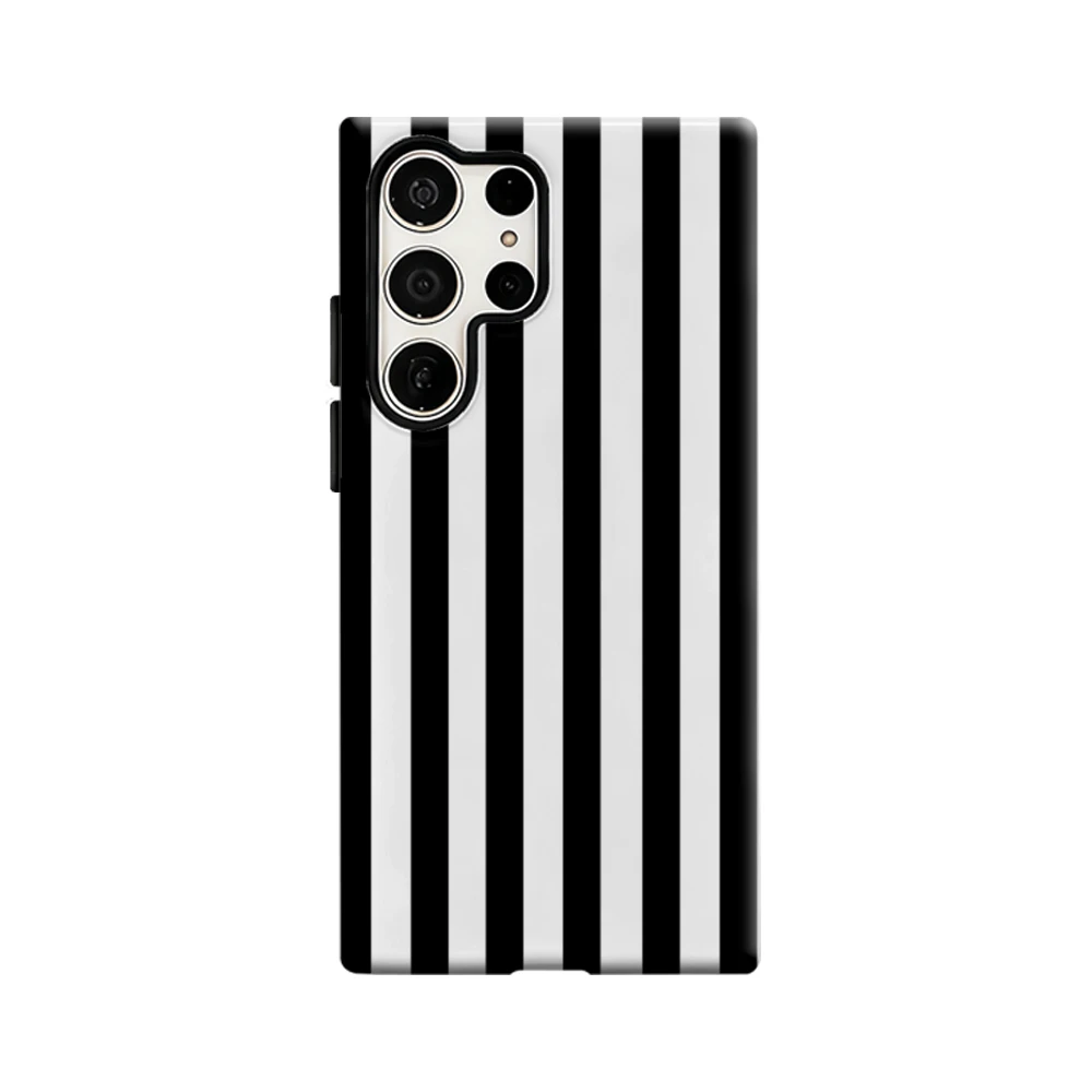 Monochrome Streifen-Handyhülle für Samsung Galaxy S25 Ultra S24 S23 Ultra Plus Stoßfeste Doppelschicht Robuste Rückabdeckung