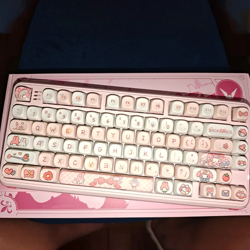 Hellokitty Kuromi My Melody Keycaps Moa 95keycaps 114keycaps مخصصة التسامي الكرتون الملحقات للوحة المفاتيح الميكانيكية