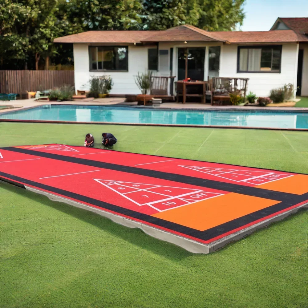 exterior floor pp Line marking complete backyard shuffleboard mat indoor outdoor shuffleboard court flooring