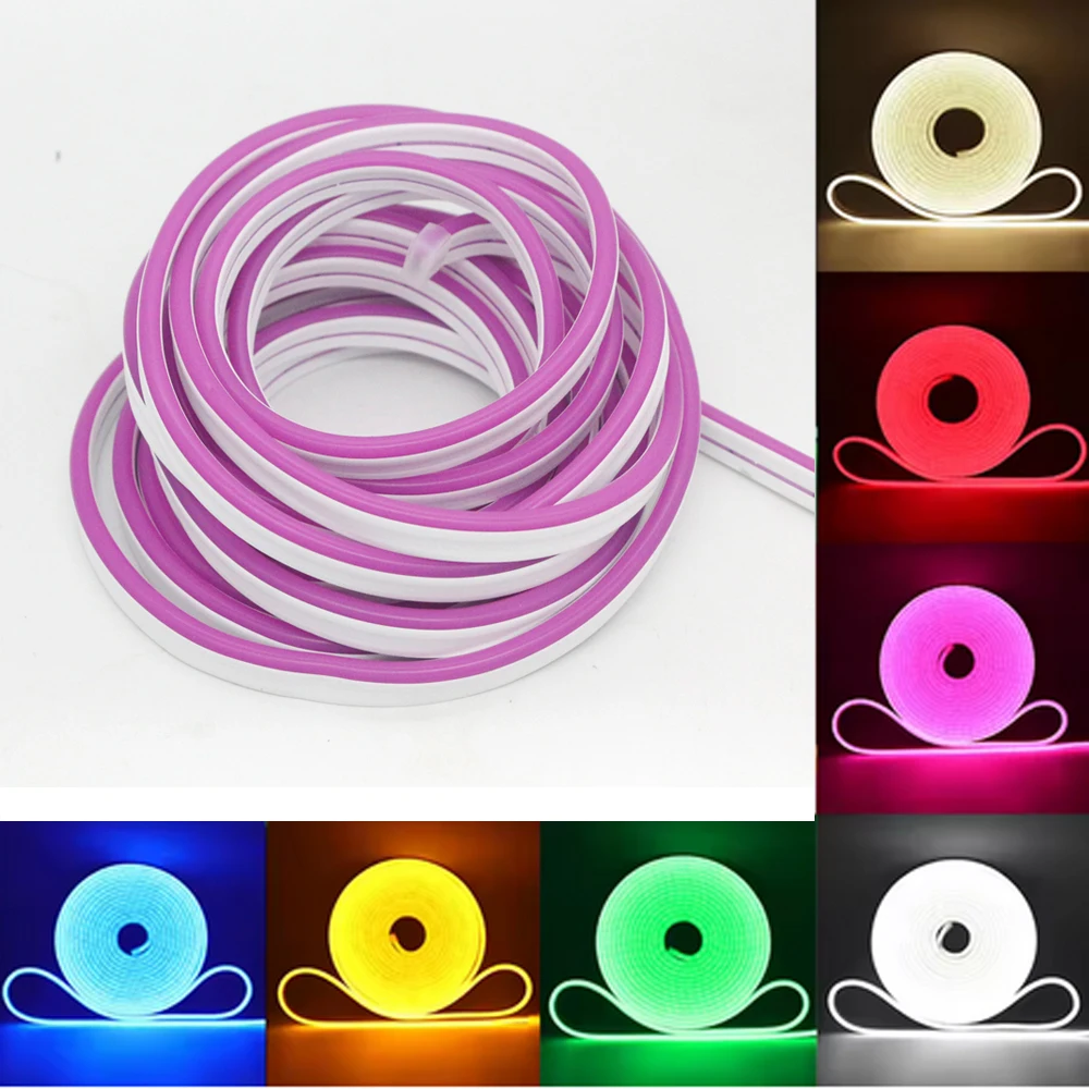 DC 12V Neon Strip 2835 120Leds/M Flexible LED Strip Light Waterproof Outdoor Rope Light Blue/Warm/Pink/White/Red/Yellow/Green 5M