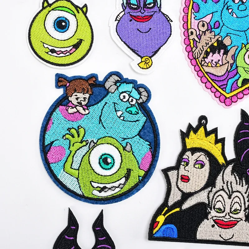 New Disney Cartoon Monster Company Embroidery Patch Badge American Film Anime Snow White Witch Cute Clothing Decoration Sticker