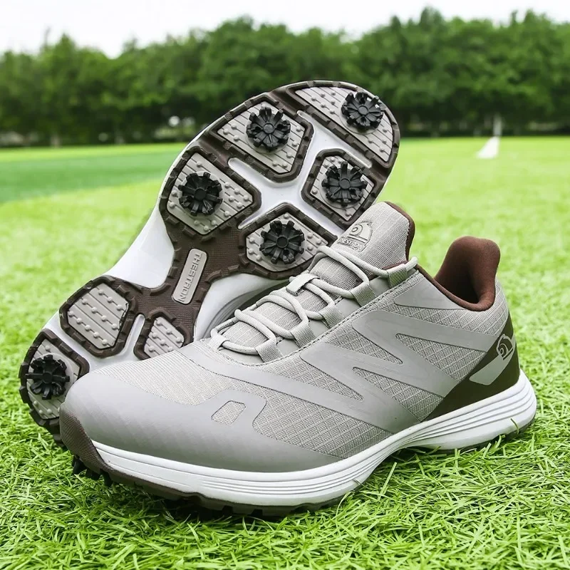 Spikes Golf Shoes para homens, tênis de golfe profissional masculino leve, novo