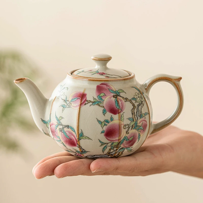 Handpainted Plum Blossom Dragon Egg Teapot Yixing Purple Clay Tea Pot Raw Ore Section Mud Filter Kettle Zisha Tea Set 260ml