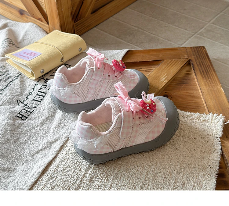 Kinder-Tennisschuhe Atmungsaktives Mesh Mädchen Prinzessinnen-Freizeitschuhe Süße Rückenverschluss-Schnürung 2026 Brandneue Kinder-Sportschuhe Weiche Sohle – Detail 5