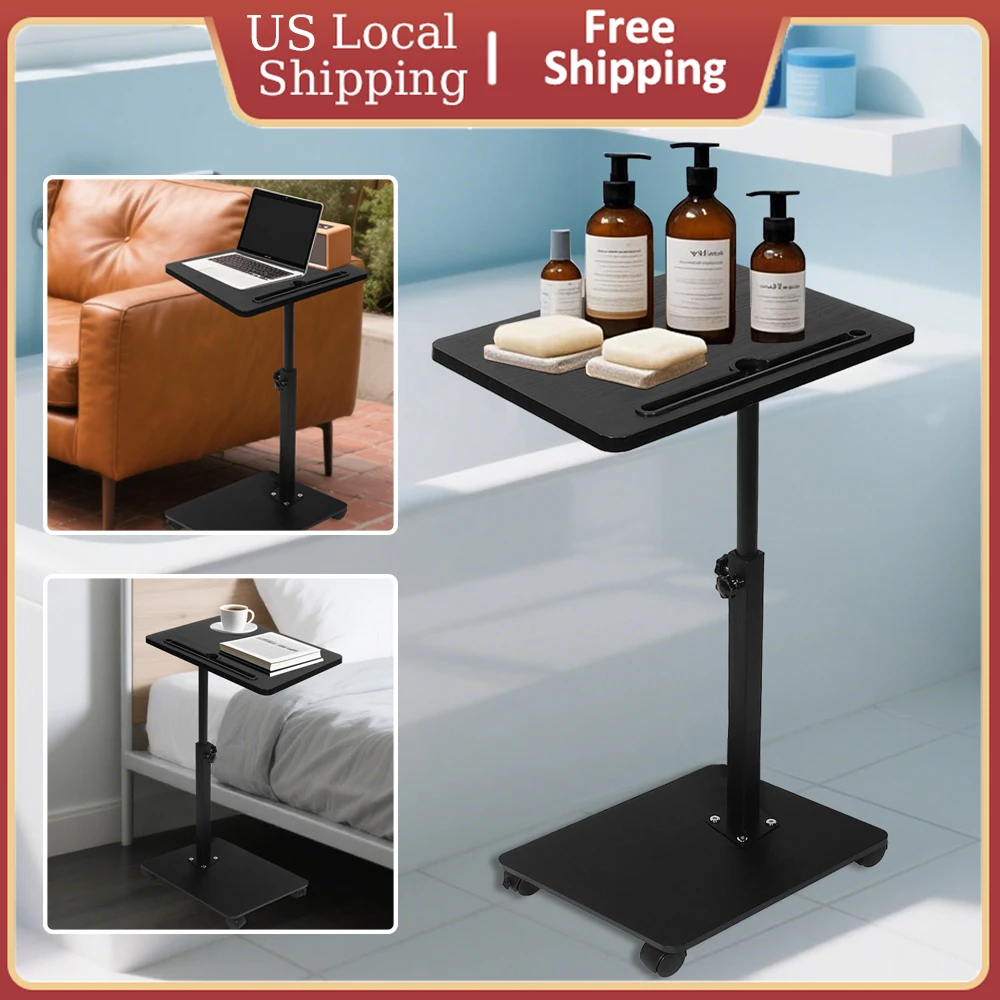

Laptop Desk Adjustable Rolling Cart Overbed Bedside Table 360° Rotatable Sofa Tray Table Home Office Medical Home Bed Food Tray