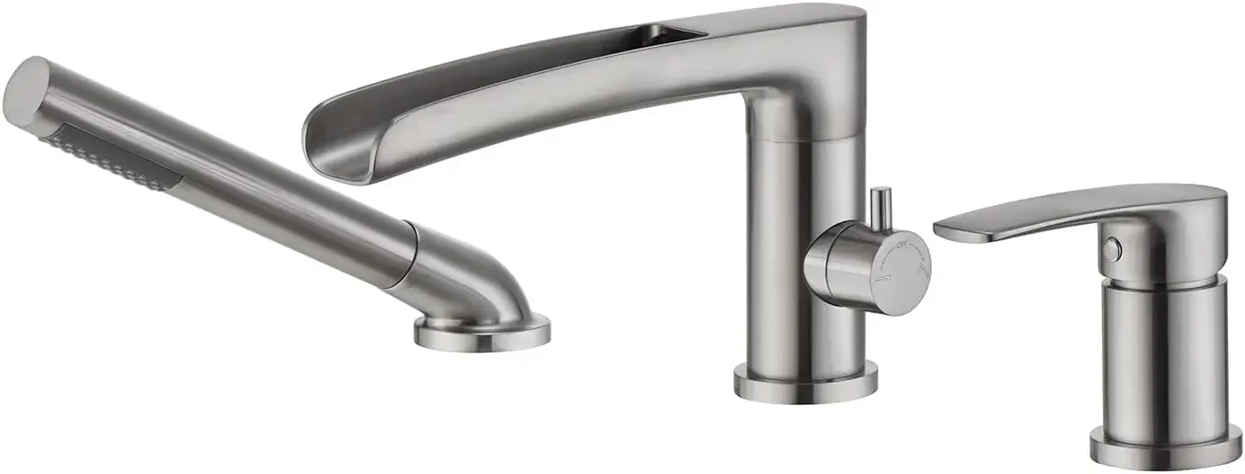 

Tub Faucet Brushed Nickel Deck Mount Bathtub Faucets Brass Tub Filler Bathroom Faucets