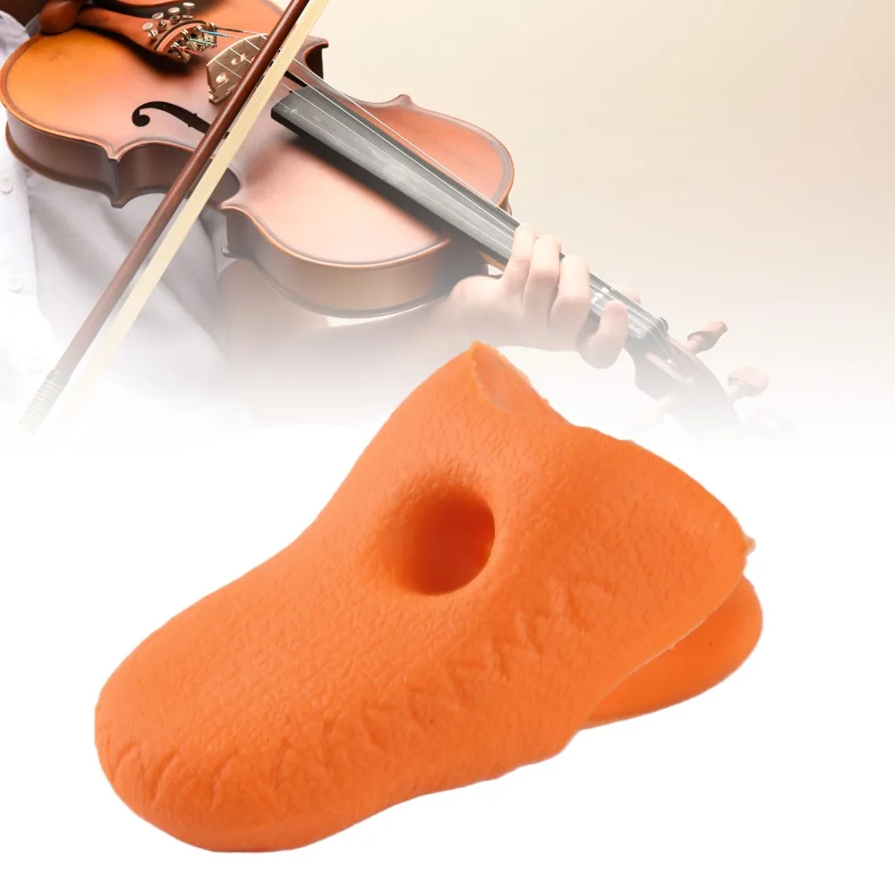 4PCS Soft Orange Color Violin Bow Grip Guide Rubber Violin Bow Teaching Aid Thumb Stabilizer Support For Starter